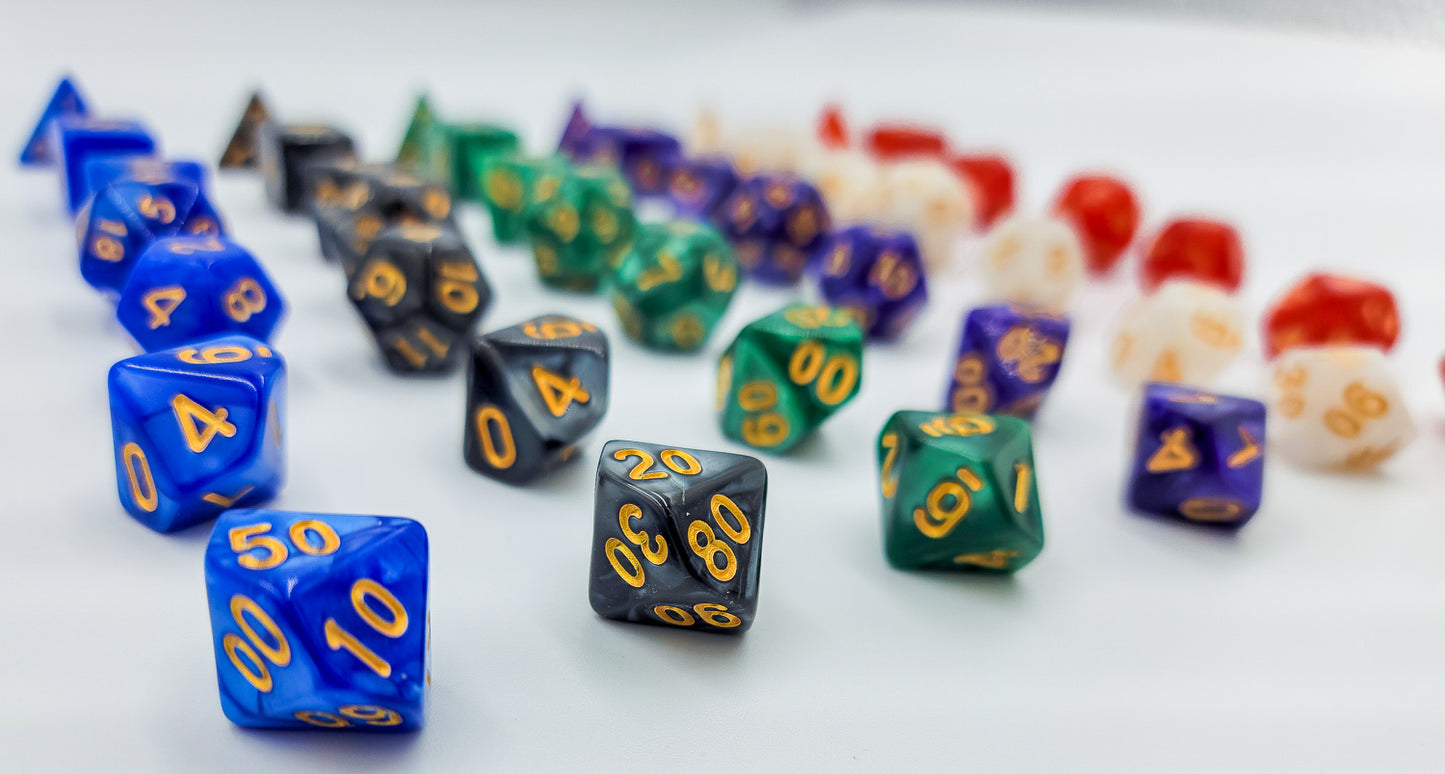 42 Piece DND Dice Set + 6 Velvet Dice Bags