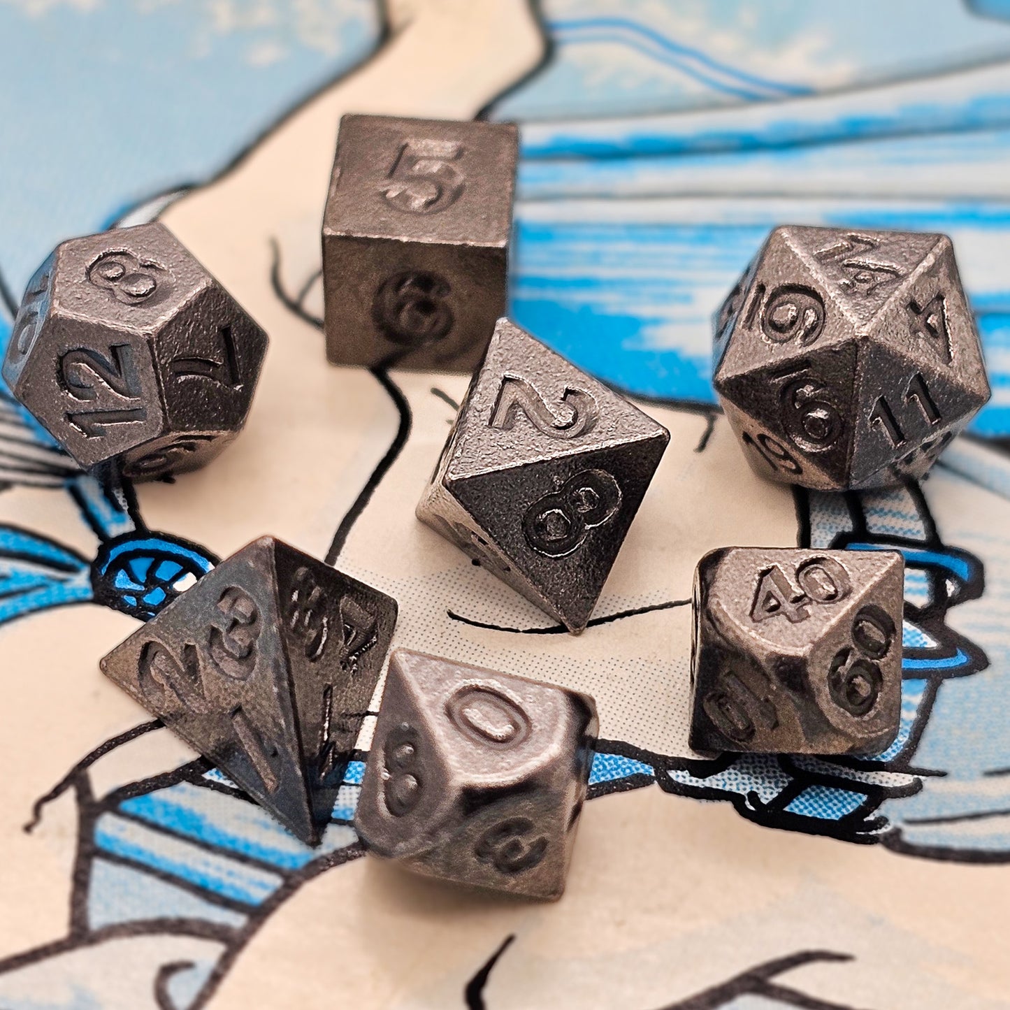 6mm  Mini Silver Metal DND Dice Set