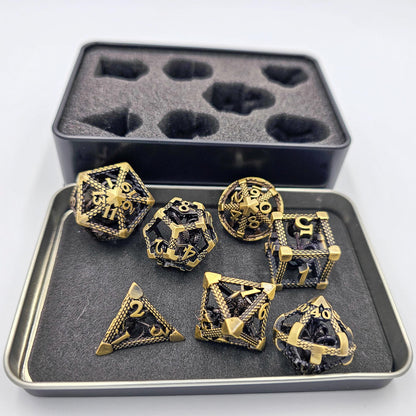 Ancient Gold Hollow Metal Cthulhu Dice