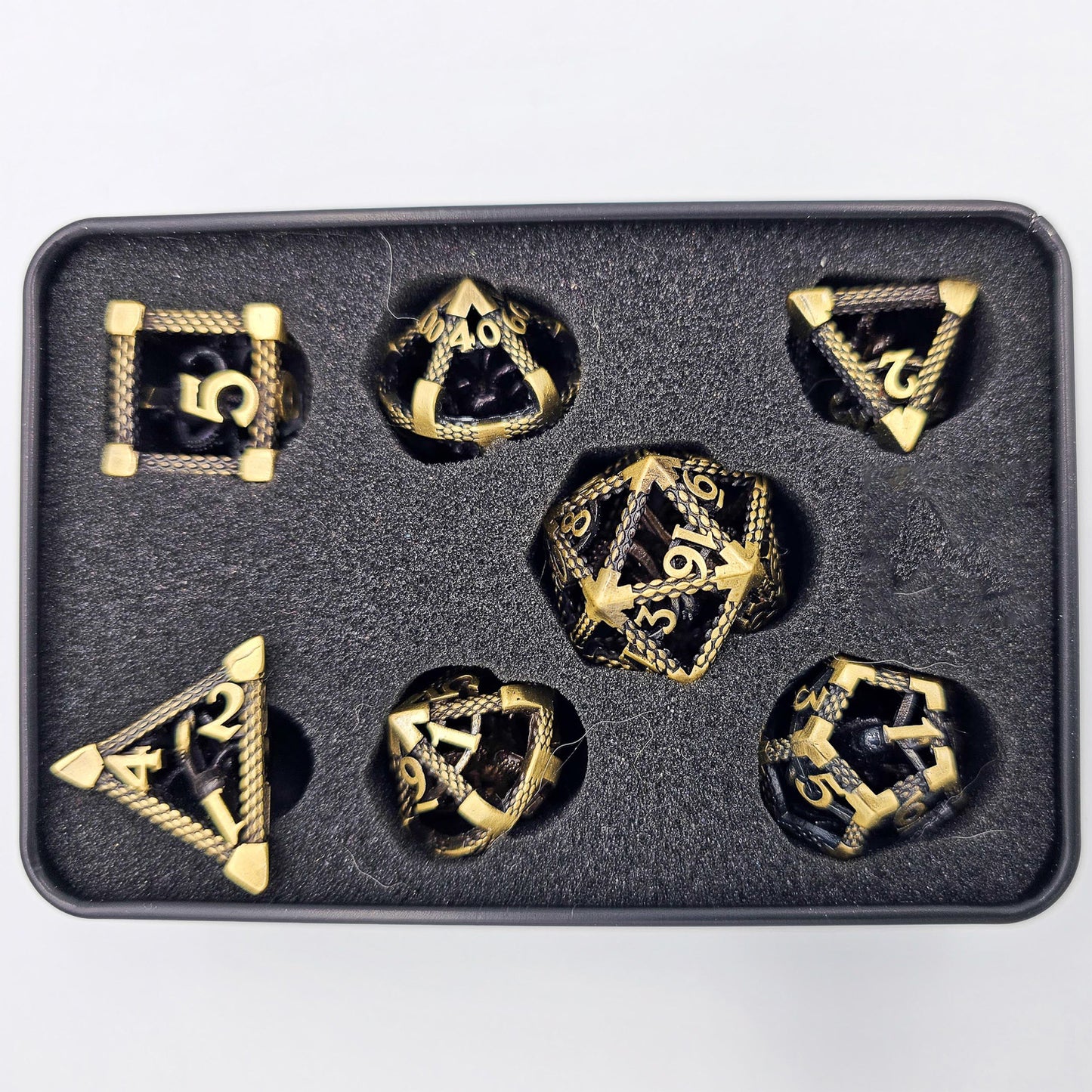 Ancient Gold Hollow Metal Cthulhu Dice