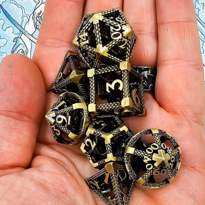 Ancient Gold Hollow Metal Cthulhu Dice