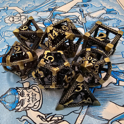 Ancient Gold Hollow Metal Cthulhu Dice