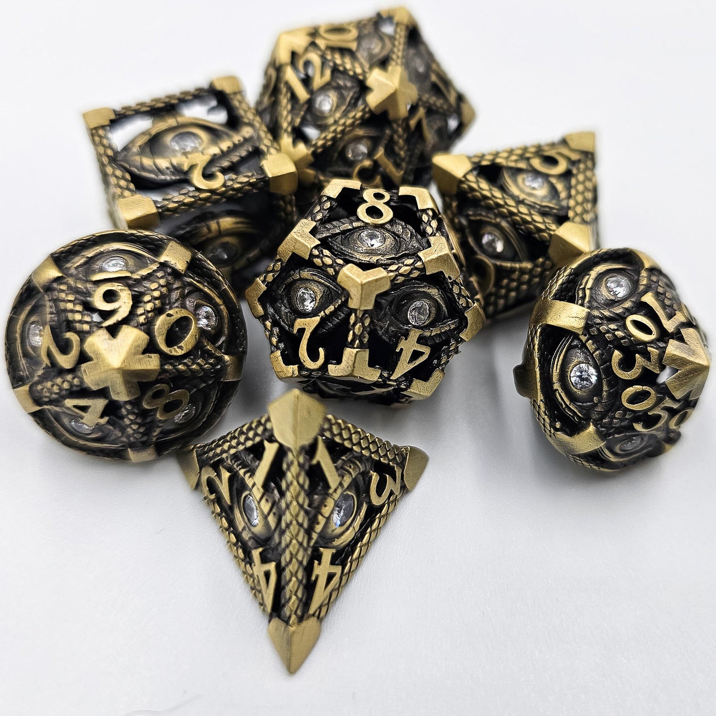 Ancient Gold Hollow Metal Illuminati Dice