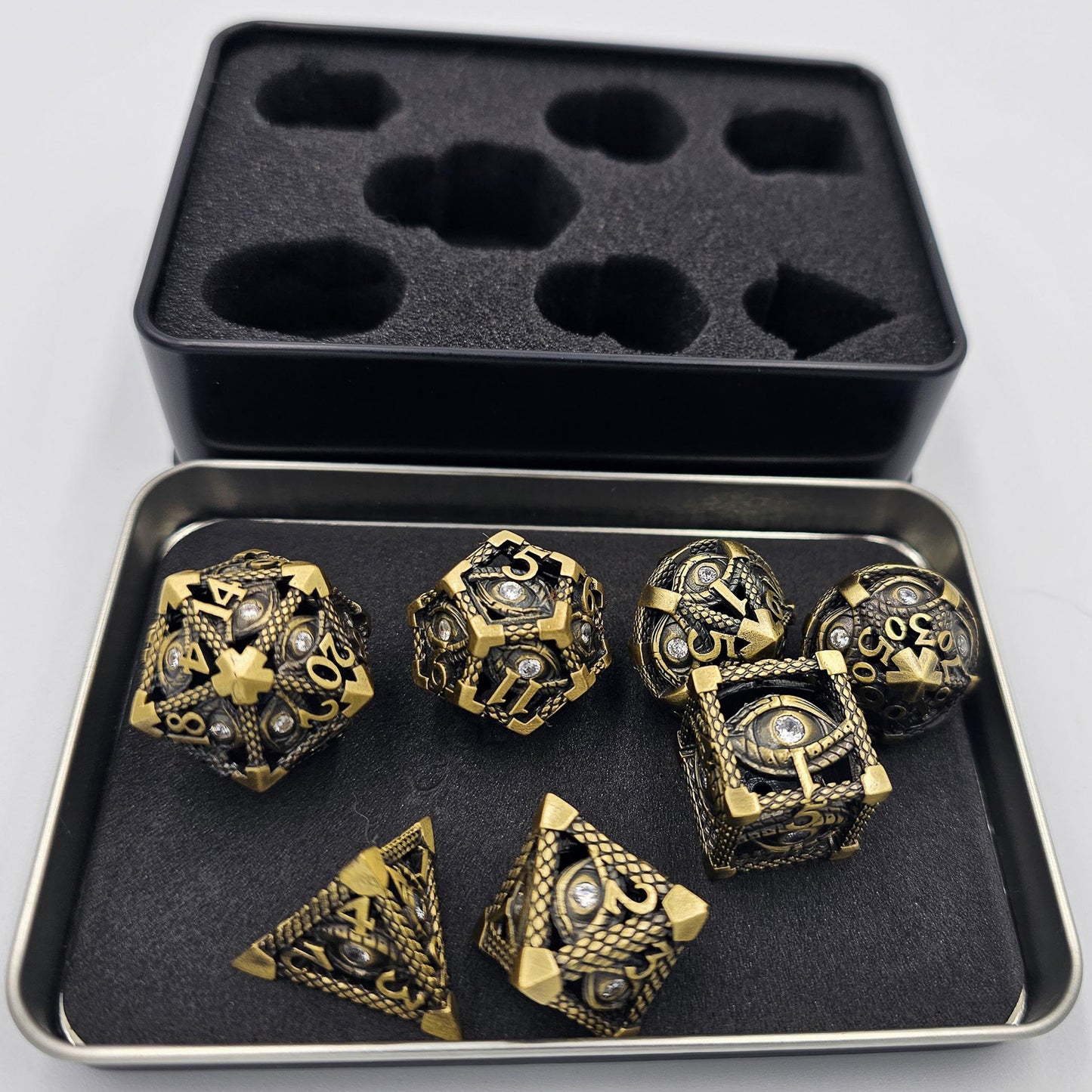 Ancient Gold Hollow Metal Illuminati Dice