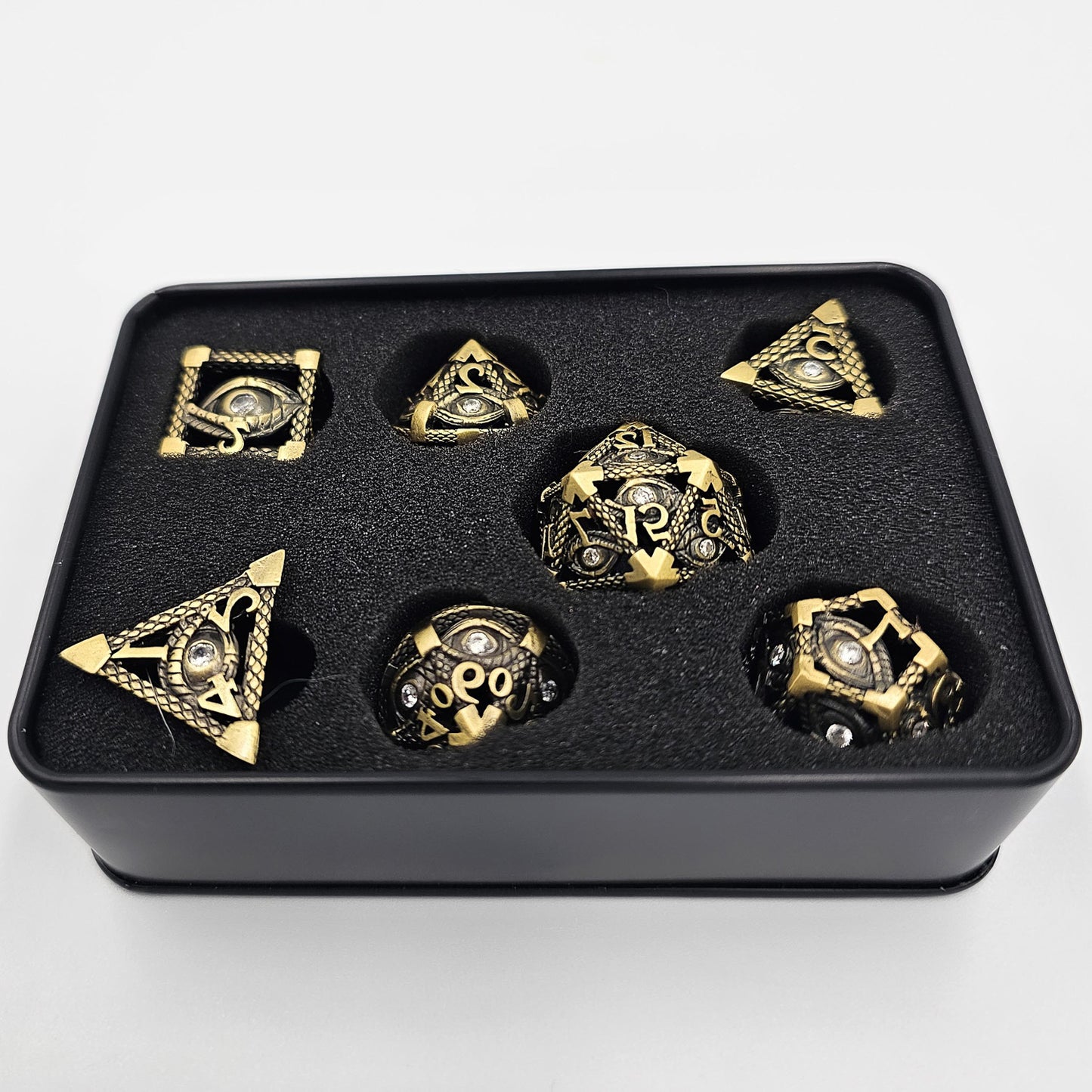 Ancient Gold Hollow Metal Illuminati Dice