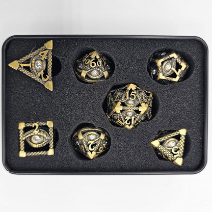 Ancient Gold Hollow Metal Illuminati Dice