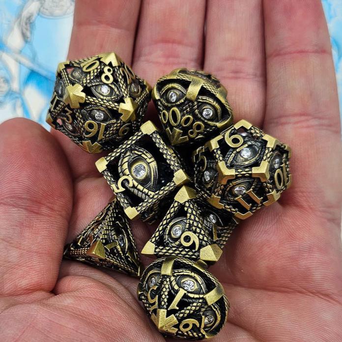 Ancient Gold Hollow Metal Illuminati Dice