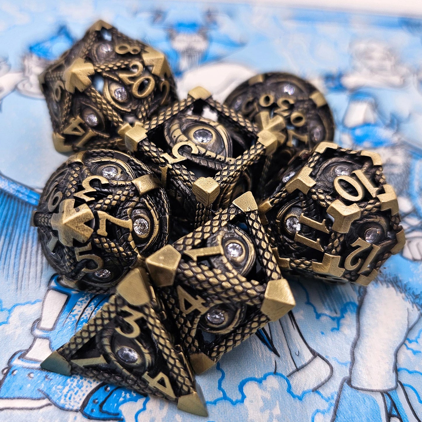 Ancient Gold Hollow Metal Illuminati Dice