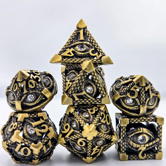 Ancient Gold Hollow Metal Illuminati Dice