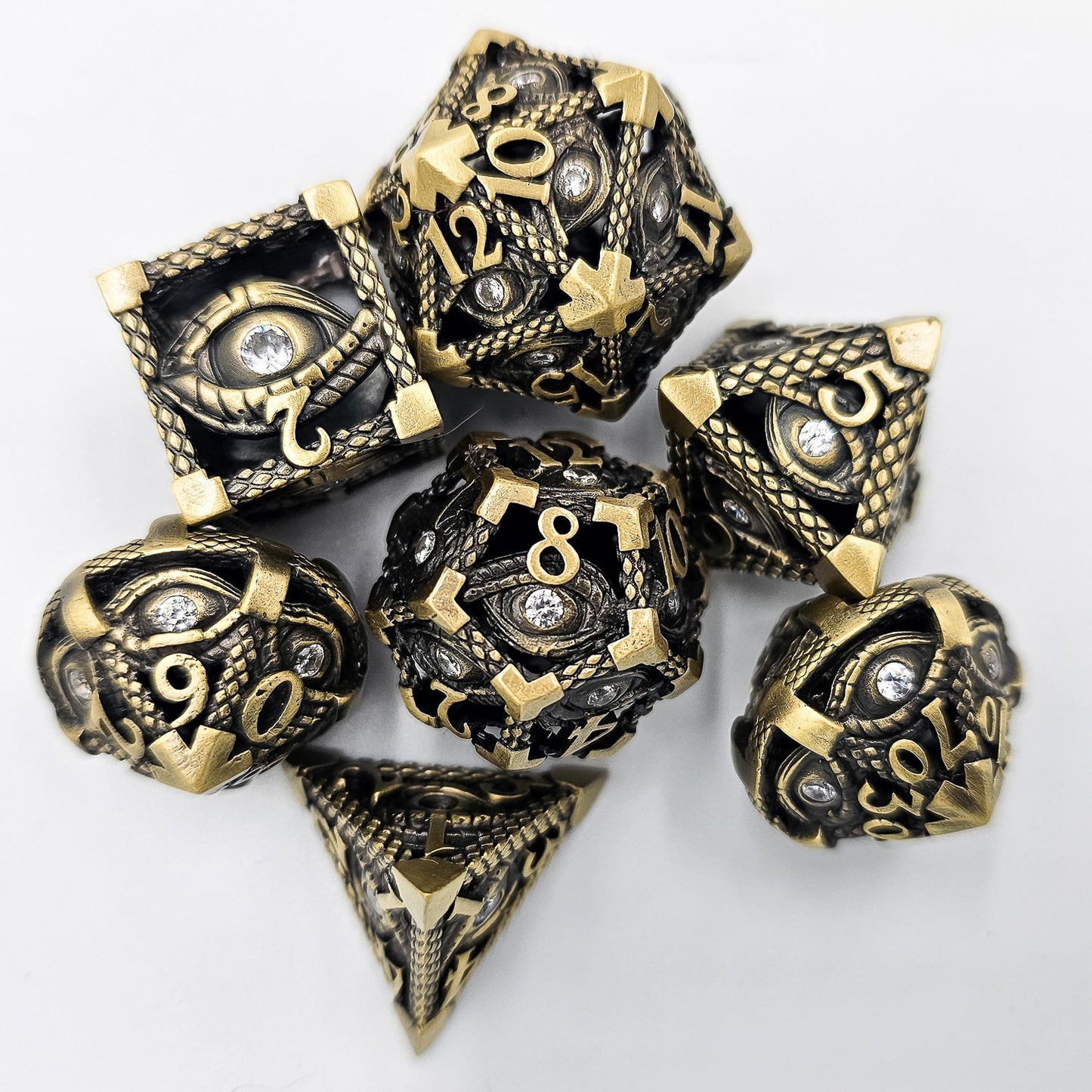 Ancient Gold Hollow Metal Illuminati Dice