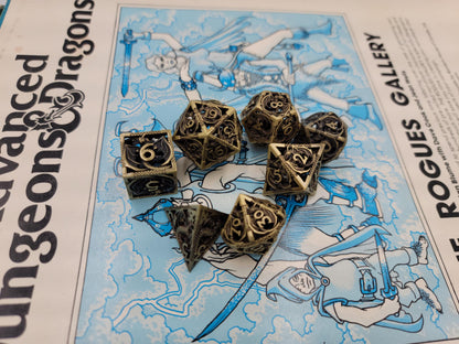 Hollow Metal Ancient Gold Dragon DND Dice Set