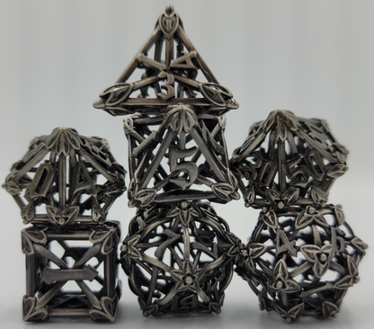 Black/Gray Hollow Metal Caltrops Dice