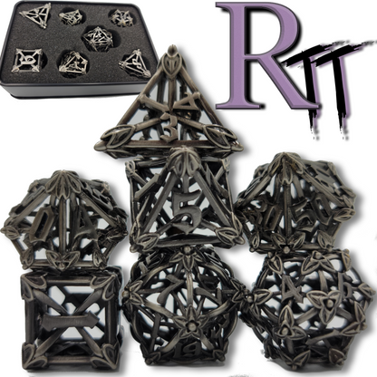 Black/Gray Hollow Metal Caltrops Dice