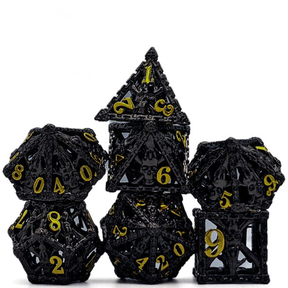 Hollow Metal Black Skeleton DND Dice Set