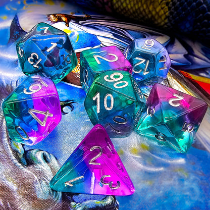 7pcs/Set Blue, Purple & Green Resin DND Dice