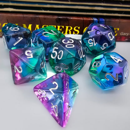 7pcs/Set Blue, Purple & Green Resin DND Dice