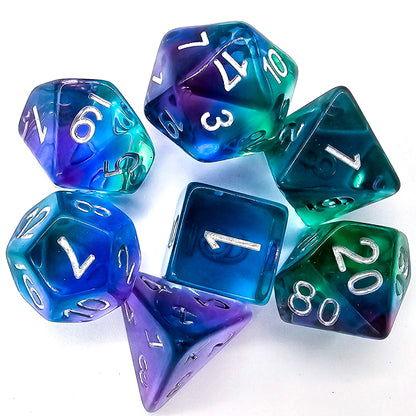 7pcs/Set Blue, Purple & Green Resin DND Dice