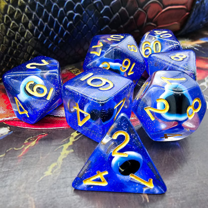 Resin Blue Evil Eye DND Dice Set