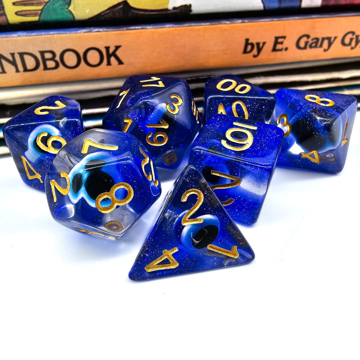 Resin Blue Evil Eye DND Dice Set