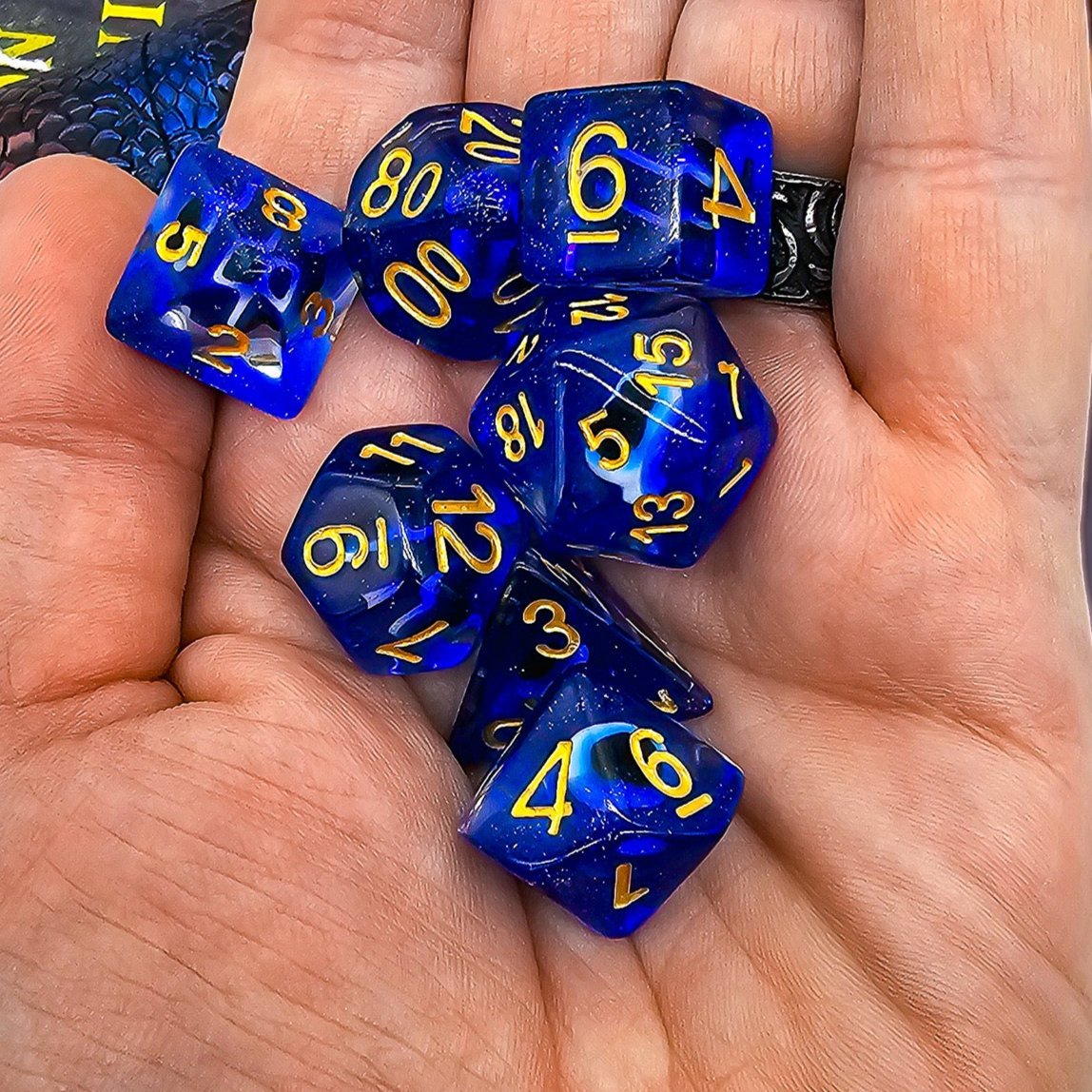 Resin Blue Evil Eye DND Dice Set