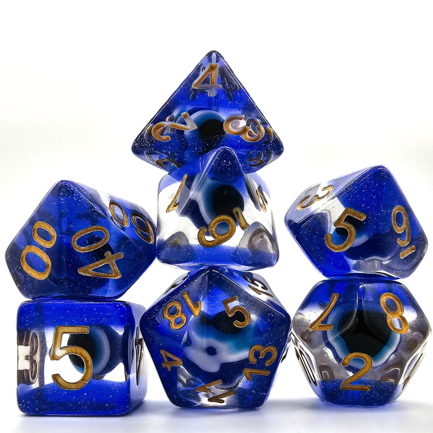 Resin Blue Evil Eye DND Dice Set