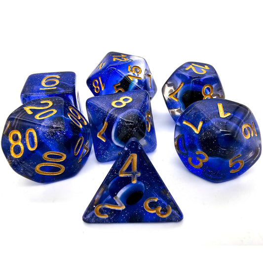 Resin Blue Evil Eye DND Dice Set