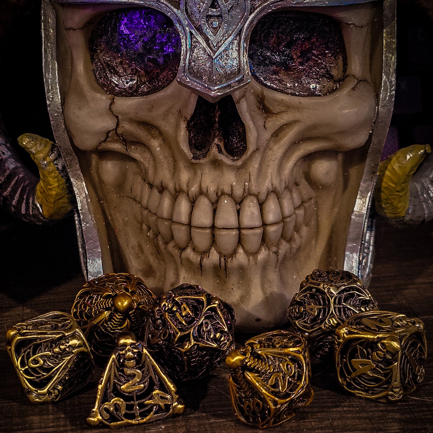 Hollow Metal Copper Skeleton DND Dice Set