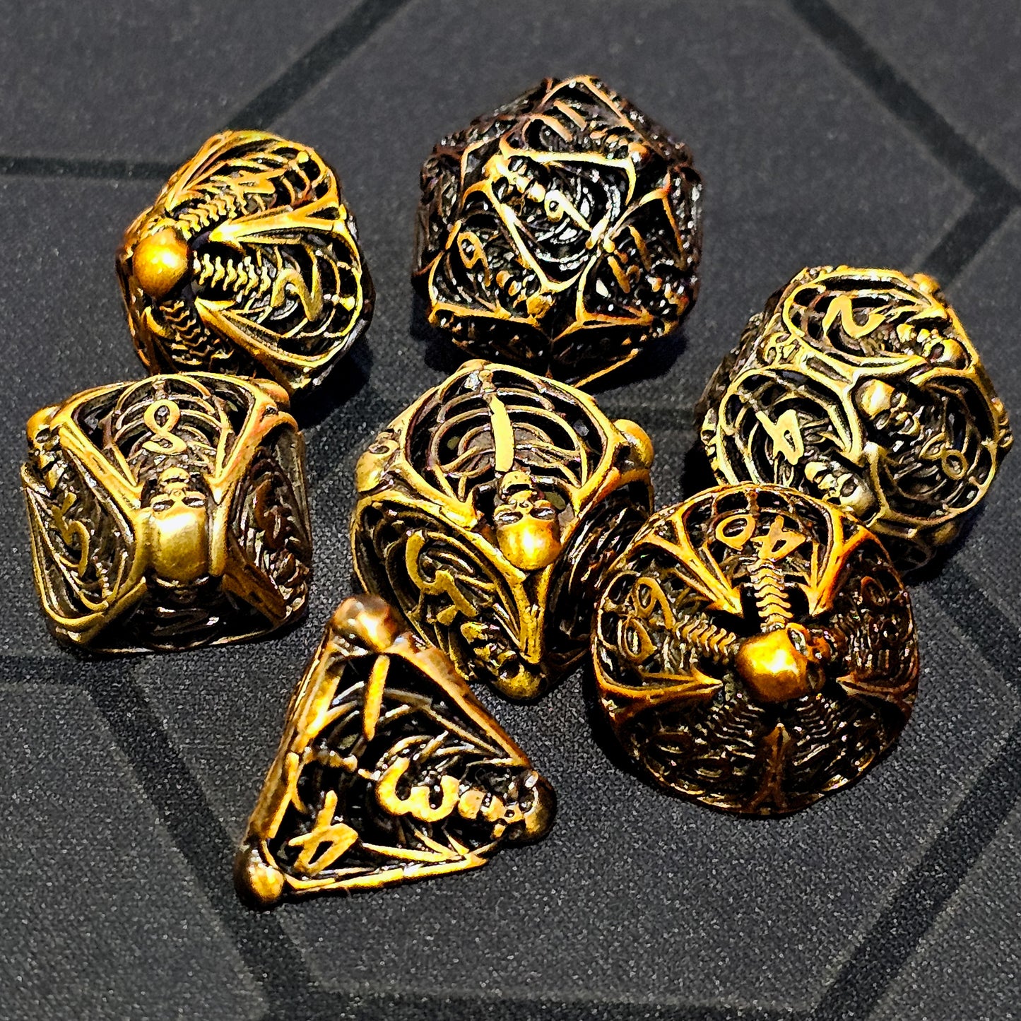 Hollow Metal Copper Skeleton DND Dice Set