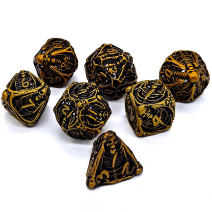 Hollow Metal Copper Skeleton DND Dice Set