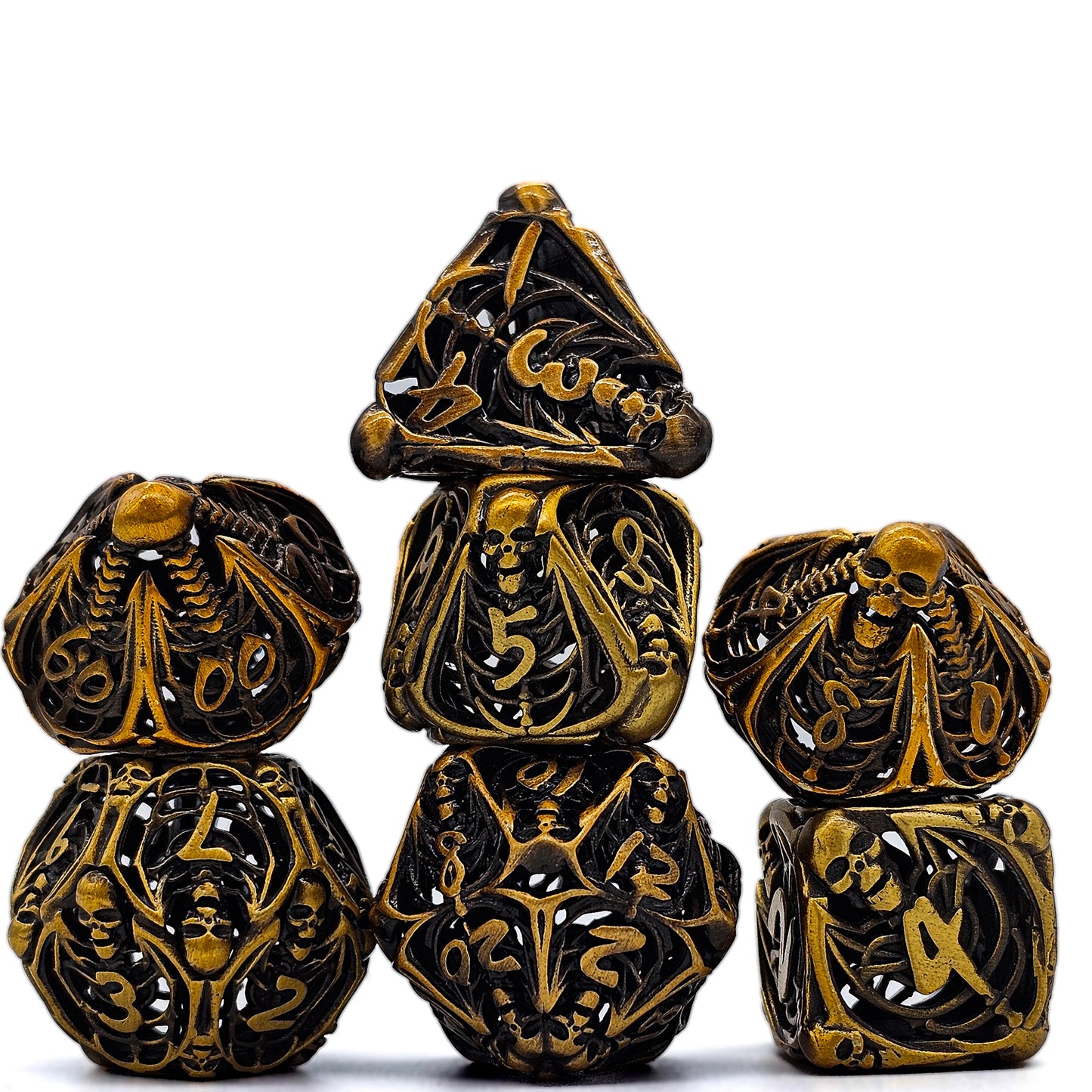 Hollow Metal Copper Skeleton DND Dice Set