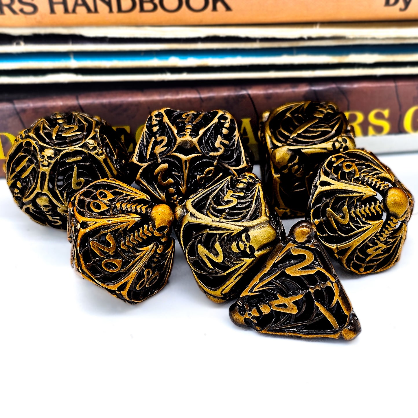 Hollow Metal Copper Skeleton DND Dice Set