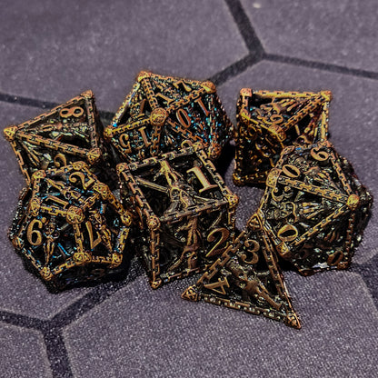 Hollow Metal Copper Skeleton DND Dice Set