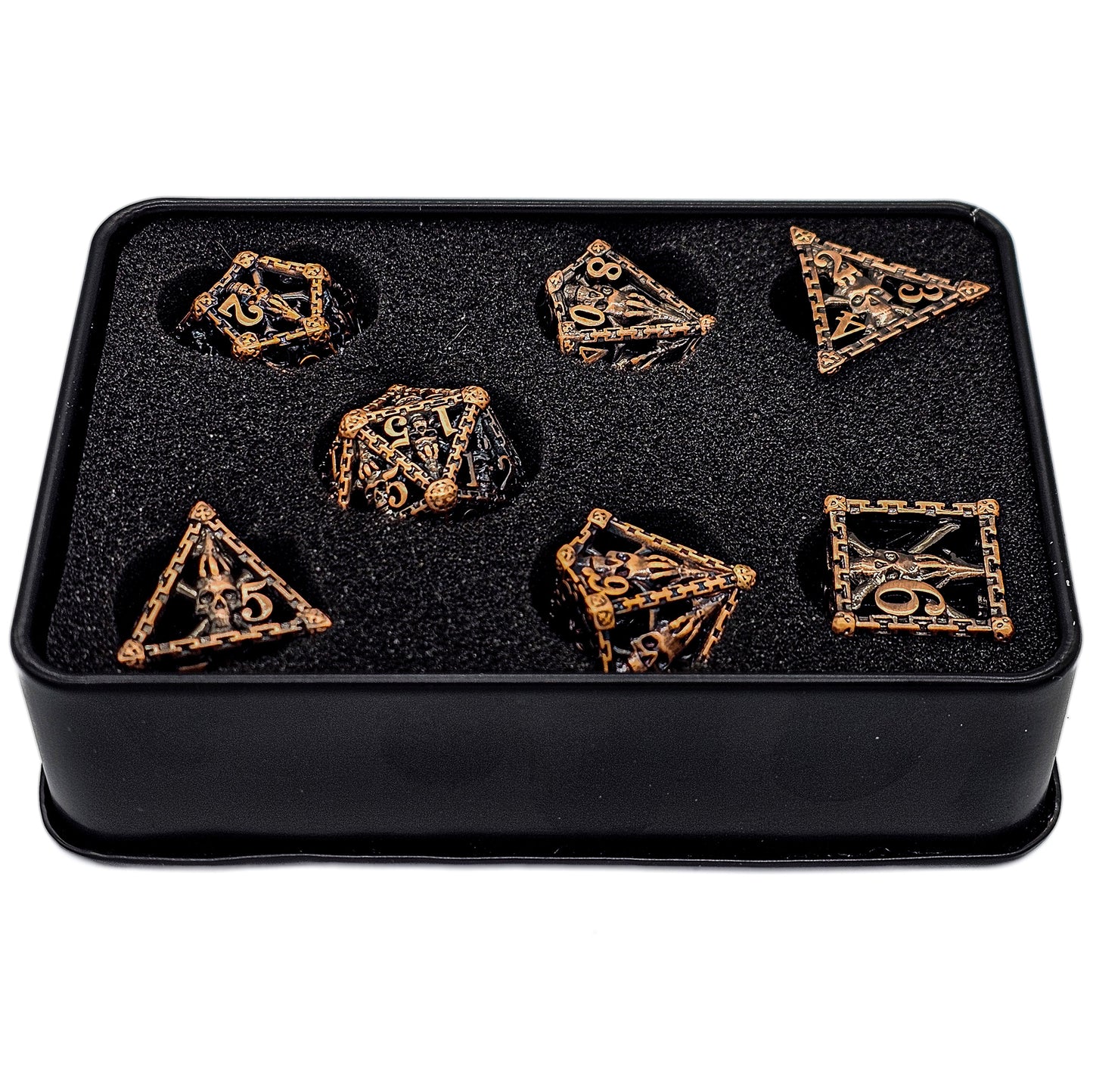 Hollow Metal Copper Skeleton DND Dice Set