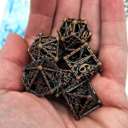 Hollow Metal Copper Skeleton DND Dice Set