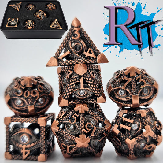 Copper Hollow Metal Illuminati Dice