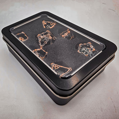 Copper Hollow Metal 3D Skull DND Dice Set