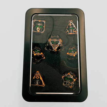 Copper Hollow Metal 3D Skull DND Dice Set