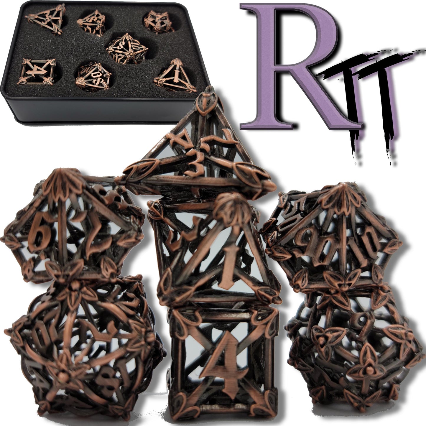 Copper Hollow Metal Caltrops Dice