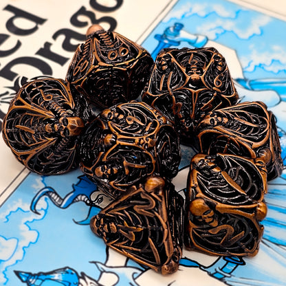 Hollow Metal Copper Skeleton DND Dice Set