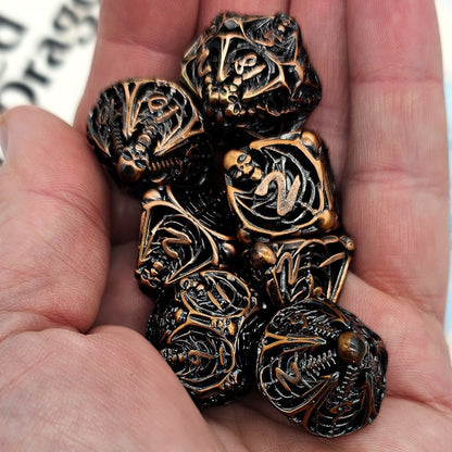 Hollow Metal Copper Skeleton DND Dice Set