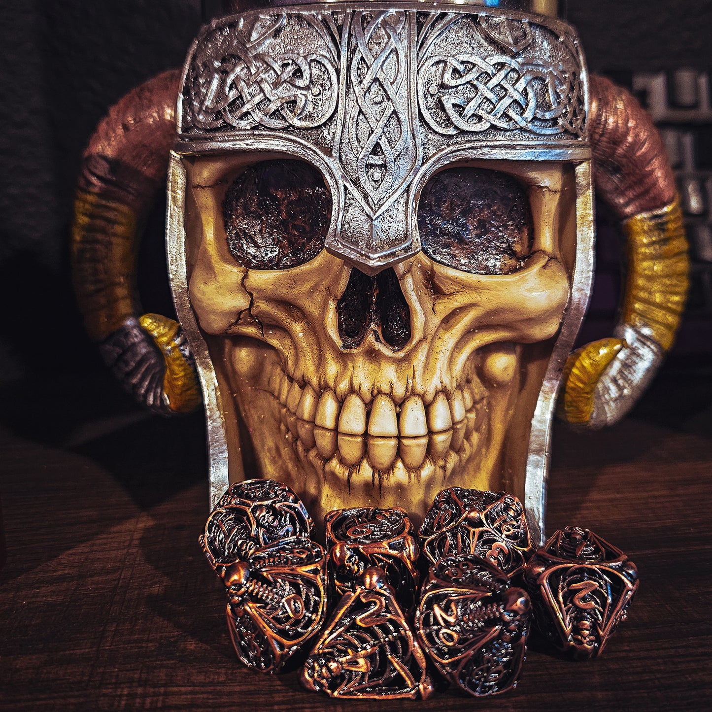 Hollow Metal Copper Skeleton DND Dice Set