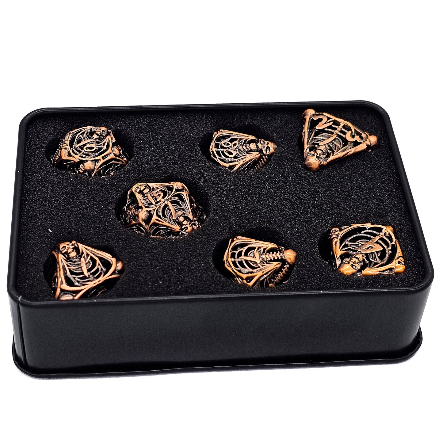 Hollow Metal Copper Skeleton DND Dice Set