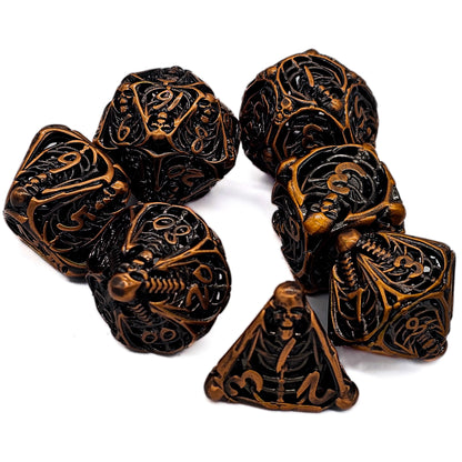 Hollow Metal Copper Skeleton DND Dice Set