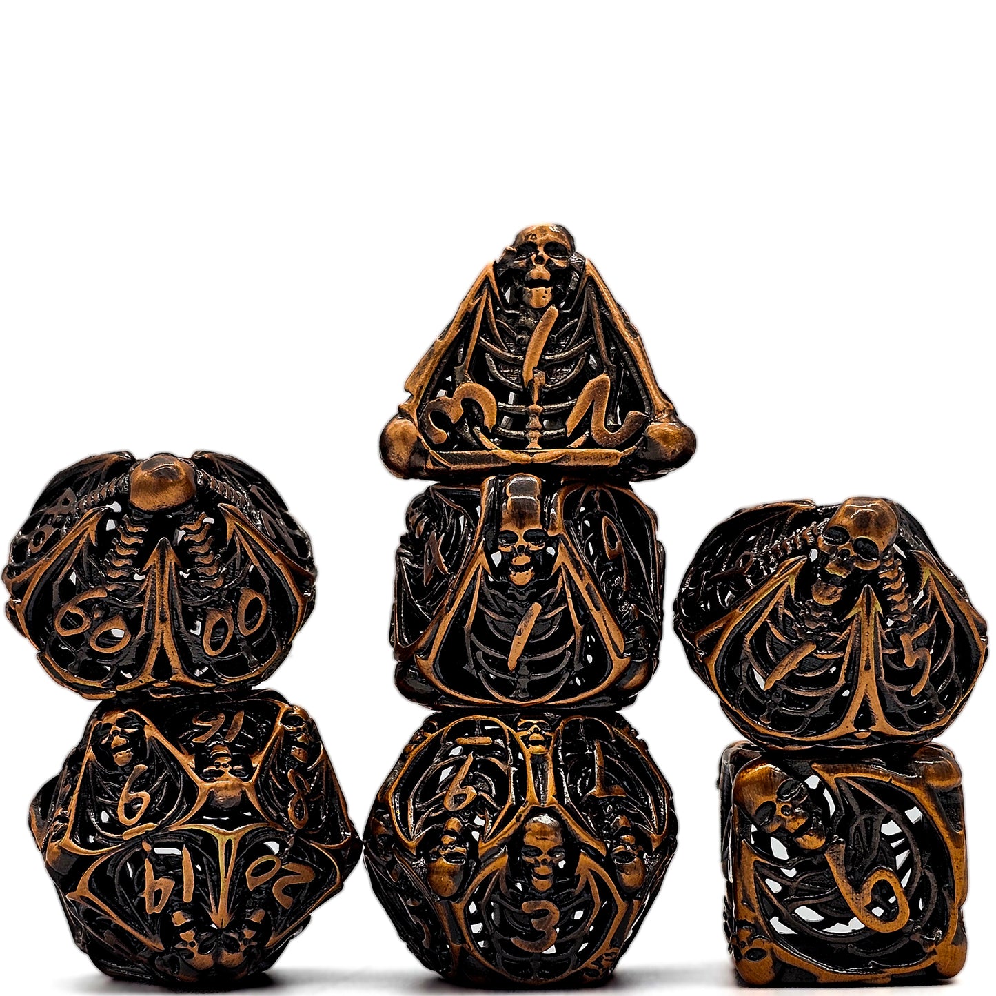 Hollow Metal Copper Skeleton DND Dice Set