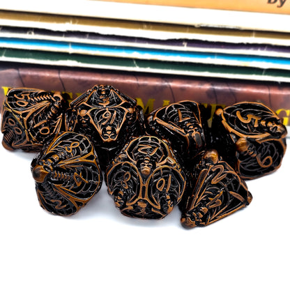 Hollow Metal Copper Skeleton DND Dice Set