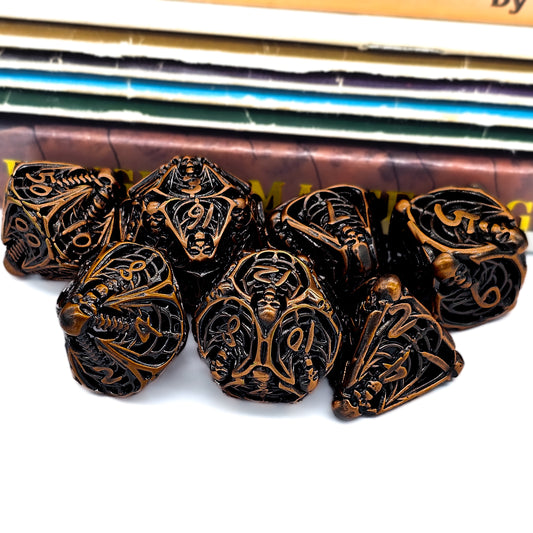 Hollow Metal Copper Skeleton DND Dice Set