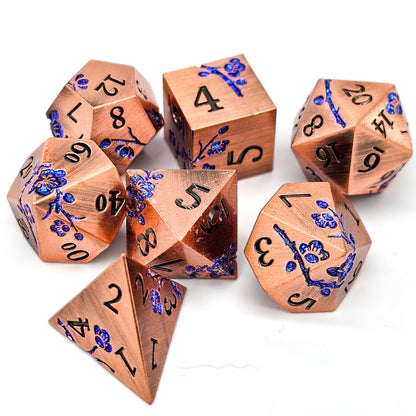 Solid Metal Copper Plum Blossom DND Dice Set