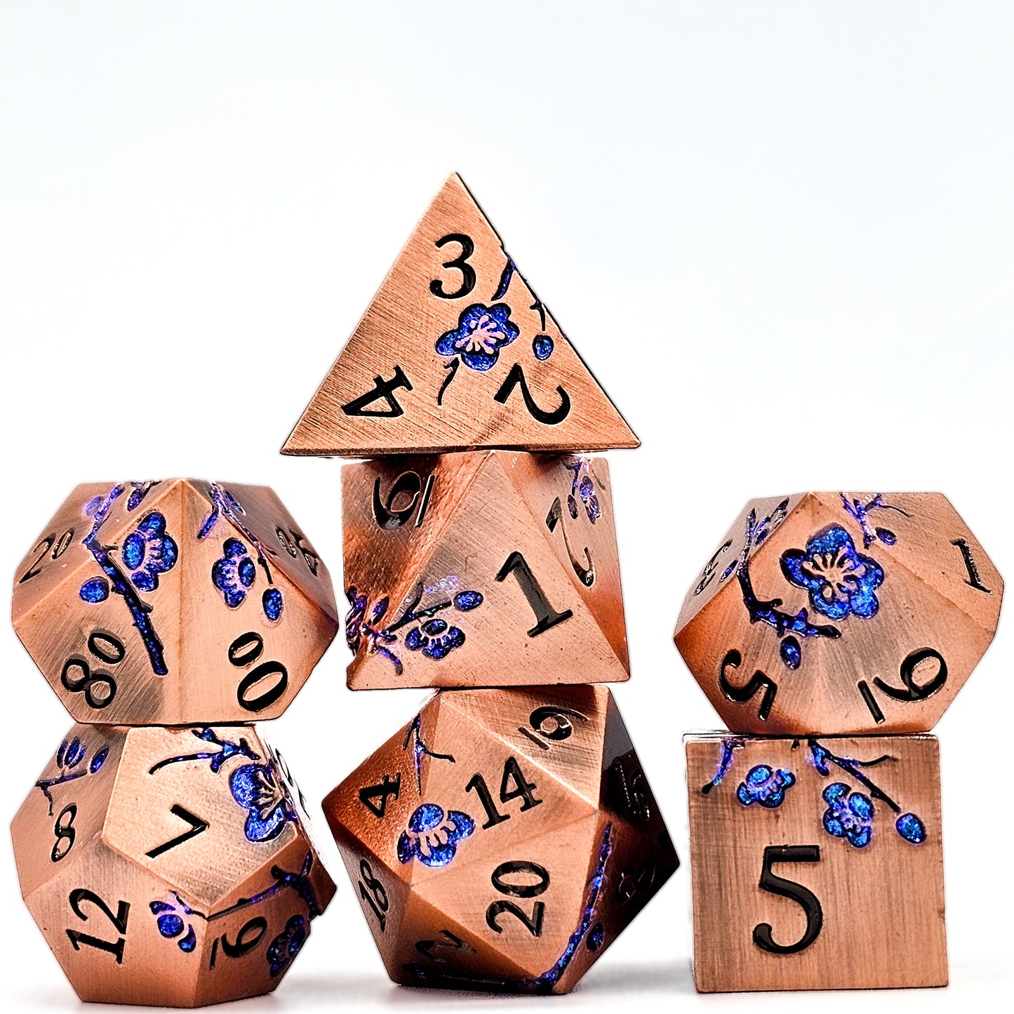 Solid Metal Copper Plum Blossom DND Dice Set