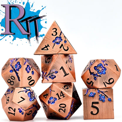 Solid Metal Copper Plum Blossom DND Dice Set