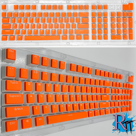 100% Full Size 104 Key Orange & White Pudding Keycap Set for Mechanical Keyboards